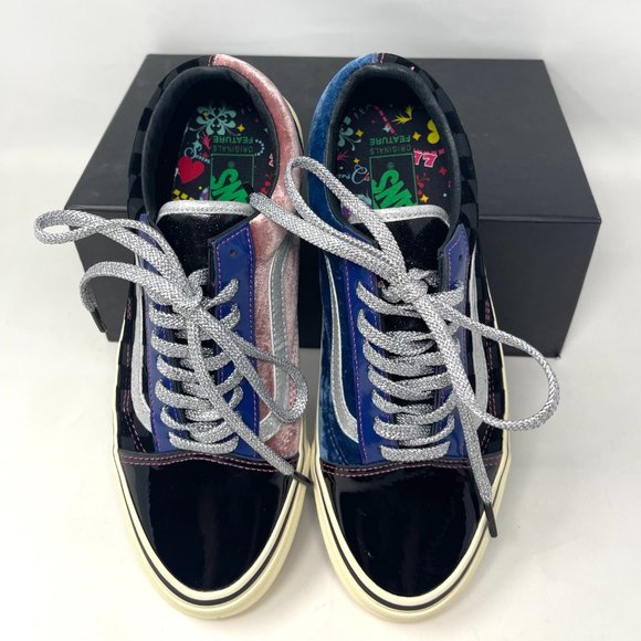 Vans Og Old Skool Lx Black Skateboarding Women Velvet Patent Leather VN0A38FW03E - Picture 6 of 11